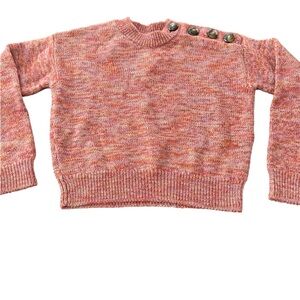 Sezane Coral Buttoned Crew Neck Sweater